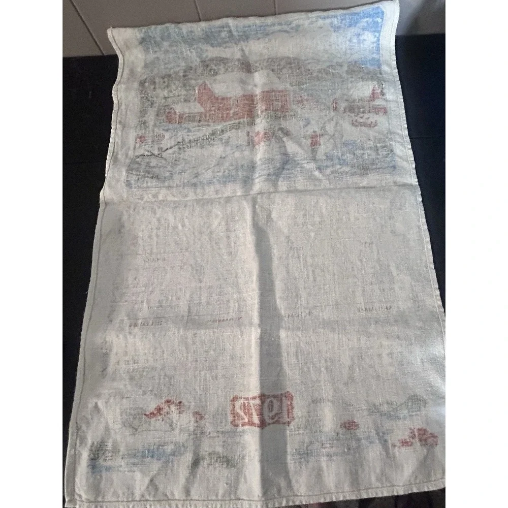 Vtg 1972 Linen Calendar Tea Towel Winter Barn Farmhouse Kitchen Wall Decor